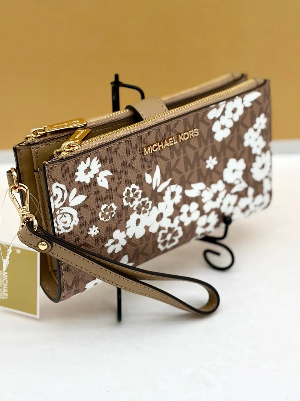 MICHAEL KORS JST Lg Double Zip Printed Signature Logo Wristlet Wallet